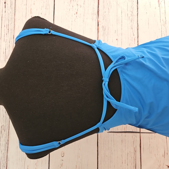 NWT La Blanca Blue Island Goddess Over the shoulder Twist Front Tankini top - Picture 10 of 16